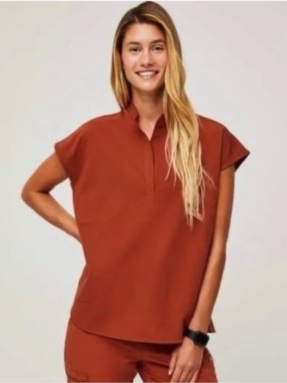 Figs Rafaela Oversized Scrub Top Spice Burnt Orange Size Medium